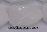 CTW515 15.5 inches 30*40mm faceted & twisted white porcelain beads