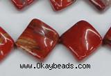 CTW52 15.5 inches 15*15mm twisted diamond red jasper beads