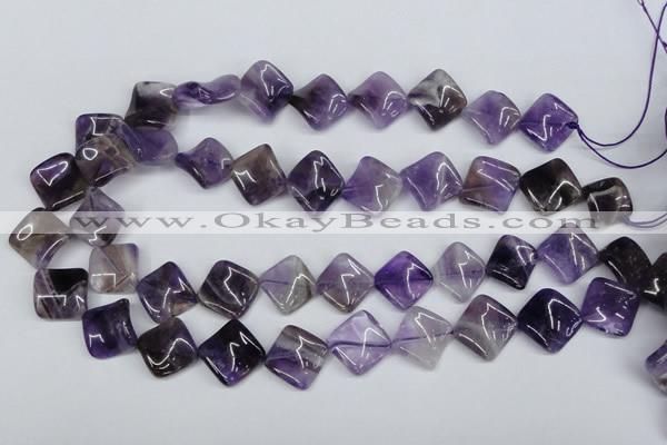 CTW56 15.5 inches 15*15mm twisted diamond amethyst gemstone beads