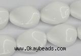 CTW76 15.5 inches 15*20mm twisted oval white agate gemstone beads