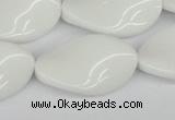 CTW99 15.5 inches 18*30mm twisted oval white agate gemstone beads