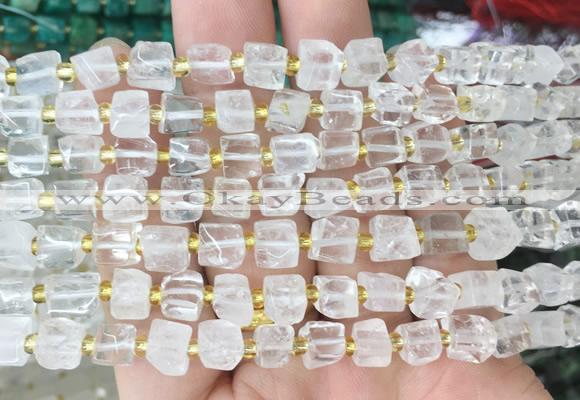 CUBS35 15 inches 6 - 7mm cube white crystal gemstone beads wholesale