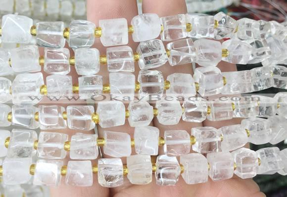 CUBS36 15 inches 7 - 8mm cube white crystal gemstone beads wholesale