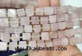 CUBS39 15 inches 7 - 8mm cube rose quartz gemstone beads wholesale