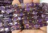 CUBS42 15 inches 7 - 8mm cube amethyst gemstone beads wholesale