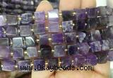 CUBS43 15 inches 8 - 9mm cube amethyst gemstone beads wholesale