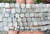 CUBS54 15 inches 7 - 8mm cube aquamarine gemstone beads wholesale