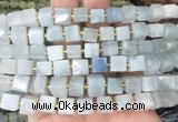 CUBS55 15 inches 8 - 9mm cube aquamarine gemstone beads wholesale