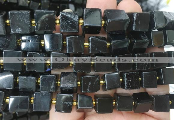 CUBS67 15 inches 8 - 9mm cube black tourmaline gemstone beads wholesale