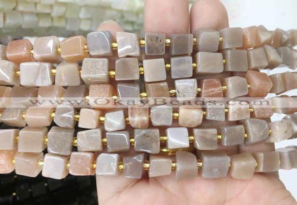 CUBS68 15 inches 6 - 7mm cube pink moonstone gemstone beads wholesale