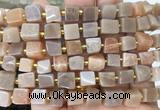 CUBS70 15 inches 8 - 9mm cube pink moonstone gemstone beads wholesale