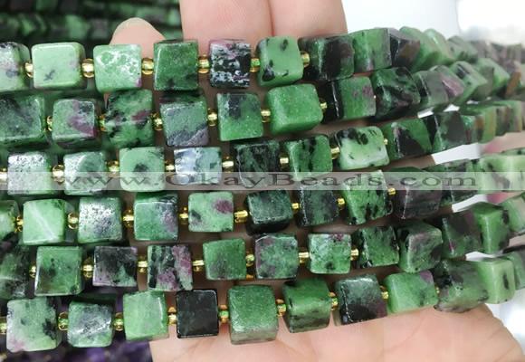 CUBS93 15 inches 7 - 8mm cube ruby zoisite gemstone beads wholesale