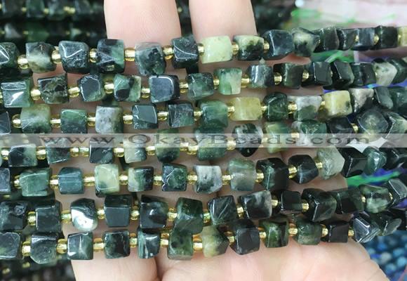 CUBS96 15 inches 6 - 7mm cube emerald gemstone beads wholesale