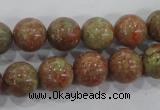 CUG104 15.5 inches 12mm round Chinese unakite beads wholesale