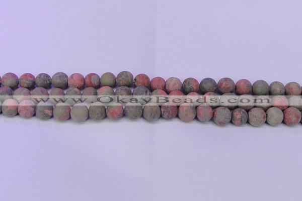 CUG184 15.5 inches 12mm round matte unakite gemstone beads