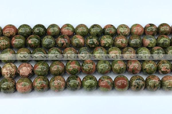 CUG201 15 inches 10mm round unakite beads, 2mm hole