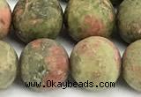 CUG209 15 inches 12mm round matte unakite beads