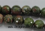 CUG302 15.5 inches 8mm faceted round unakite gemstone beads