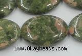 CUG63 16 inches 22*30mm oval natural unakite gemstone beads wholesale