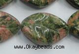 CUG64 16 inches 22*30mm twisted leaf natural unakite beads wholesale