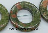 CUG77 15.5 inches 40mm donut unakite gemstone beads wholesale