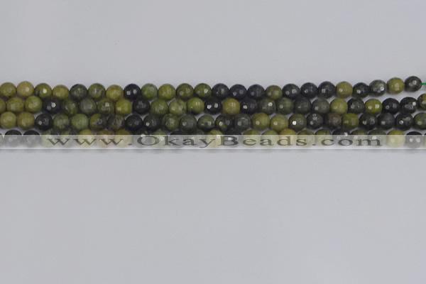 CUJ100 15.5 inches 4mm faceted round African green autumn jasper beads