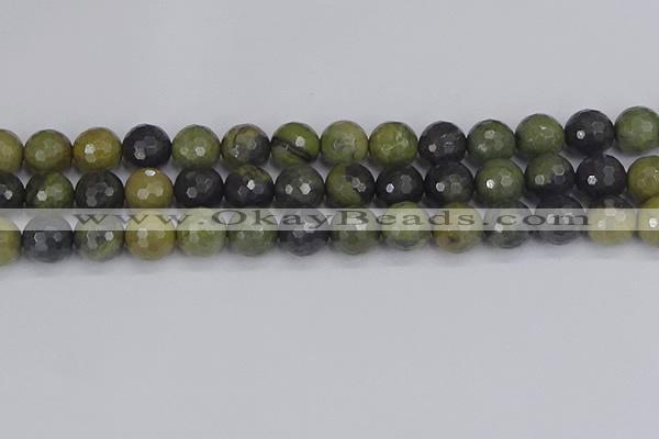 CUJ104 15.5 inches 12mm faceted round African green autumn jasper beads