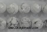 CWB215 15.5 inches 14mm faceted round natural white howlite beads