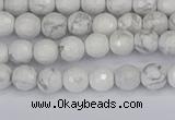 CWB230 15.5 inches 4mm faceted round white howlite beads