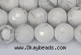 CWB232 15.5 inches 8mm faceted round white howlite beads