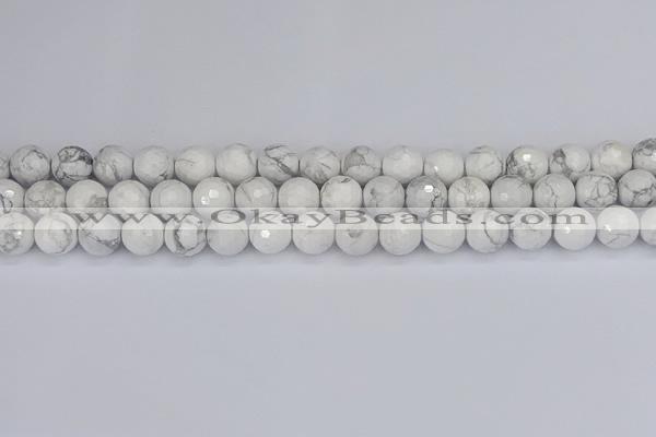 CWB232 15.5 inches 8mm faceted round white howlite beads