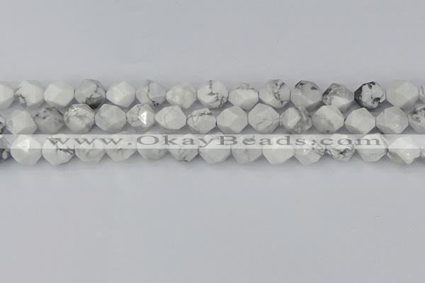 CWB240 15.5 inches 10mm faceted nuggets white howlite beads