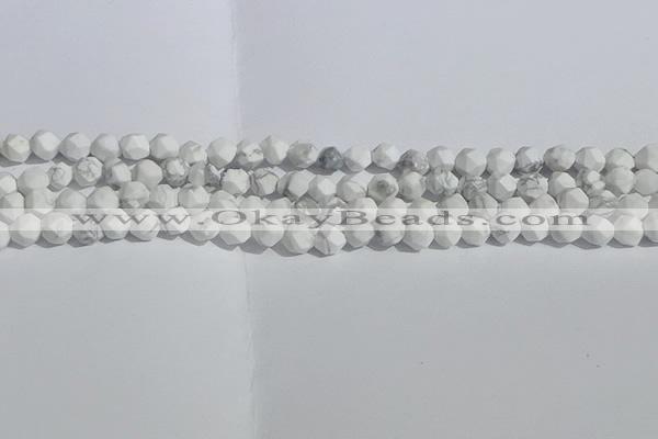 CWB244 15.5 inches 6mm faceted nuggets matte white howlite beads