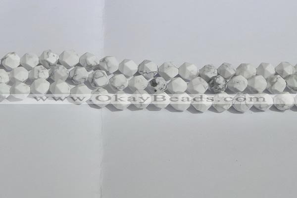 CWB245 15.5 inches 8mm faceted nuggets matte white howlite beads