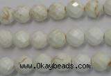 CWB302 15.5 inches 8mm faceted round howlite turquoise beads