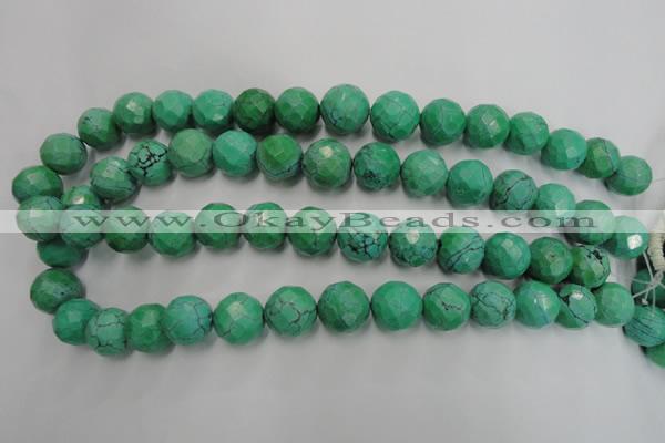 CWB405 15.5 inches 14mm faceted round howlite turquoise beads