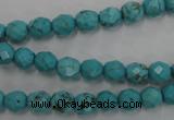 CWB421 15.5 inches 6mm faceted round howlite turquoise beads