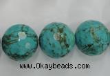 CWB427 15.5 inches 16mm faceted round howlite turquoise beads