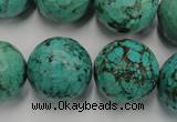 CWB428 15.5 inches 18mm faceted round howlite turquoise beads