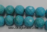 CWB434 15.5 inches 12mm faceted round howlite turquoise beads