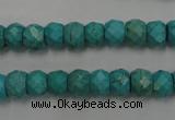 CWB444 15.5 inches 6*8mm faceted rondelle howlite turquoise beads