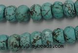 CWB449 15.5 inches 8*12mm faceted rondelle howlite turquoise beads