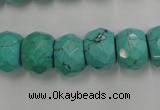 CWB452 15.5 inches 10*14mm faceted rondelle howlite turquoise beads