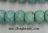 CWB457 15.5 inches 12*16mm faceted rondelle howlite turquoise beads