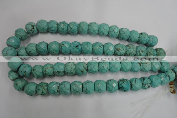 CWB458 15.5 inches 13*15mm faceted rondelle howlite turquoise beads