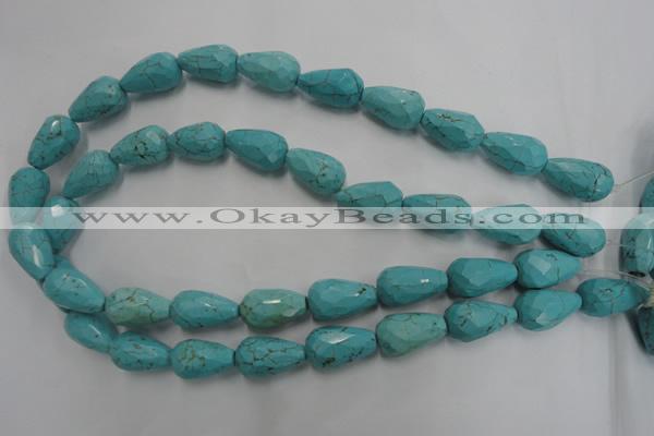 CWB473 15.5 inches 12*20mm faceted teardrop howlite turquoise beads