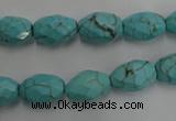 CWB481 15.5 inches 8*12mm faceted rice howlite turquoise beads