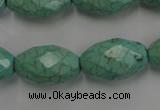 CWB484 15.5 inches 12*20mm faceted rice howlite turquoise beads