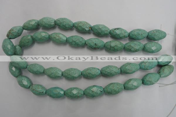 CWB484 15.5 inches 12*20mm faceted rice howlite turquoise beads