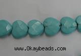 CWB491 15.5 inches 10*10mm faceted heart howlite turquoise beads